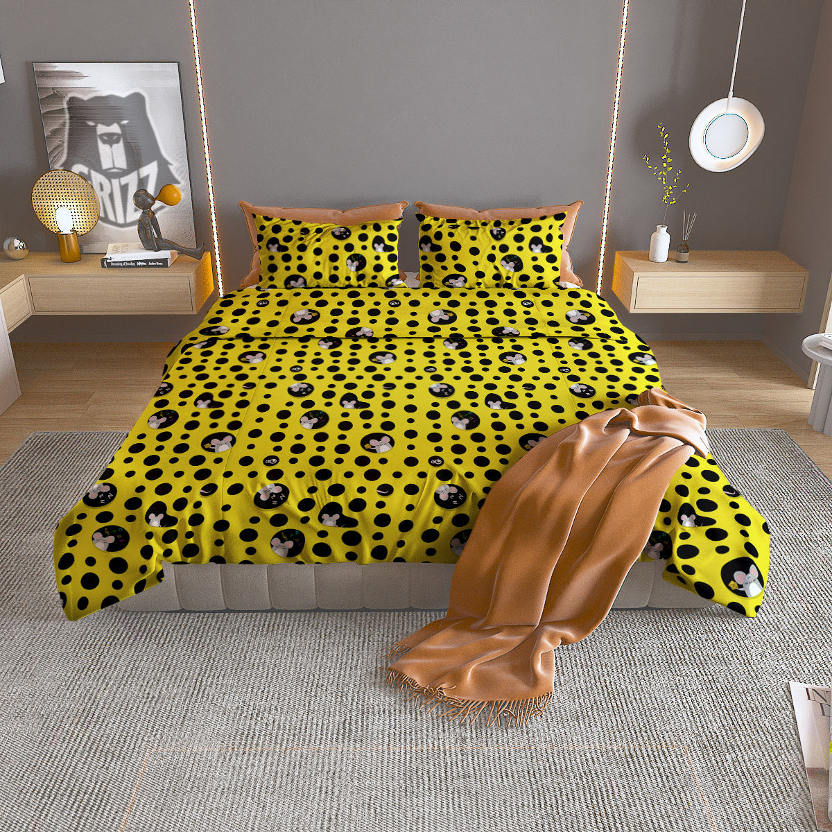 Cupid Valentine Cute Panda Print Pattern Duvet Cover Bedding Set