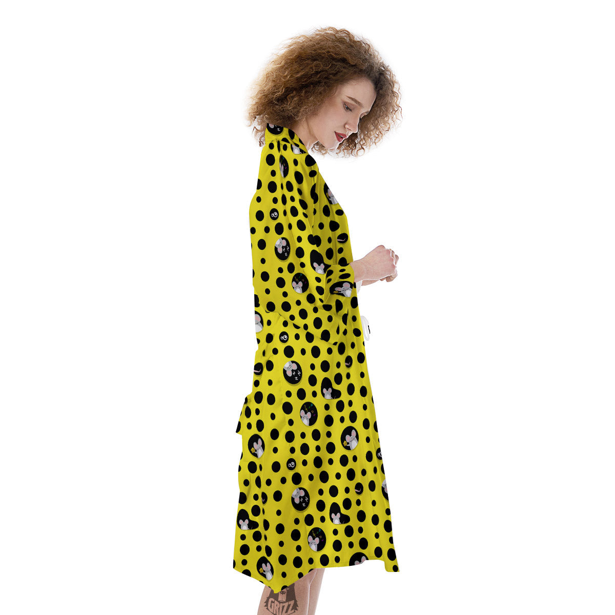 Cheese Cartoon Print Pattern Kimono-grizzshop