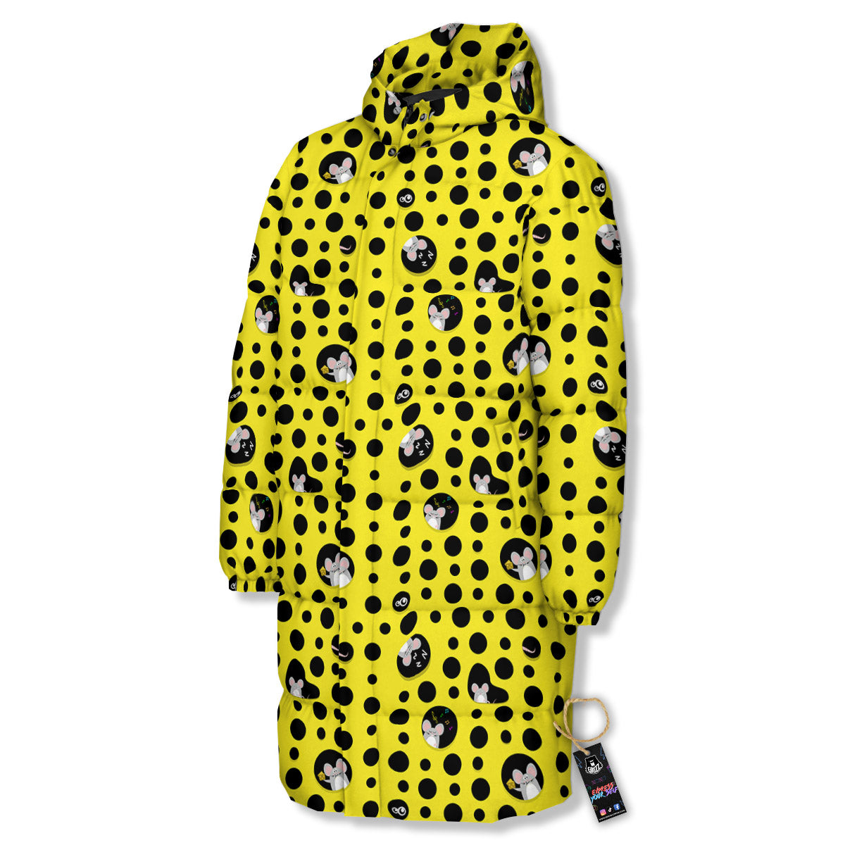 Cheese Cartoon Print Pattern Long Down Jacket-grizzshop
