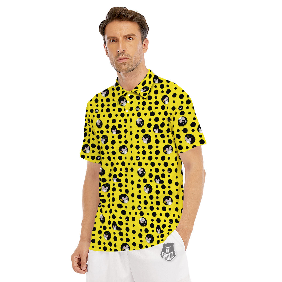 Cheese Cartoon Print Pattern Men's Golf Shirts-grizzshop