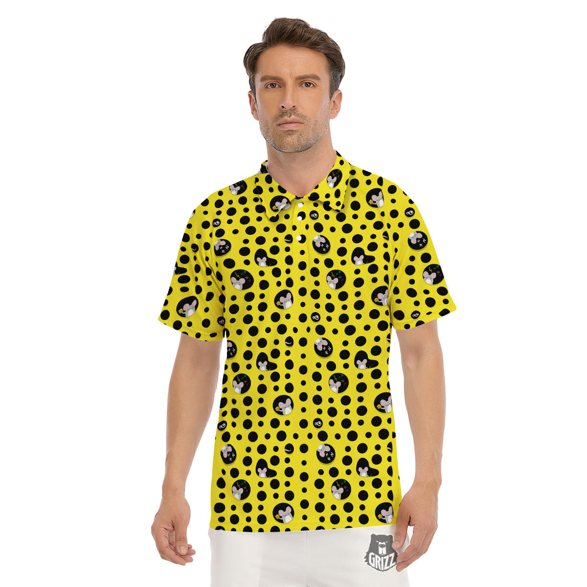 Cheese Cartoon Print Pattern Men's Golf Shirts-grizzshop