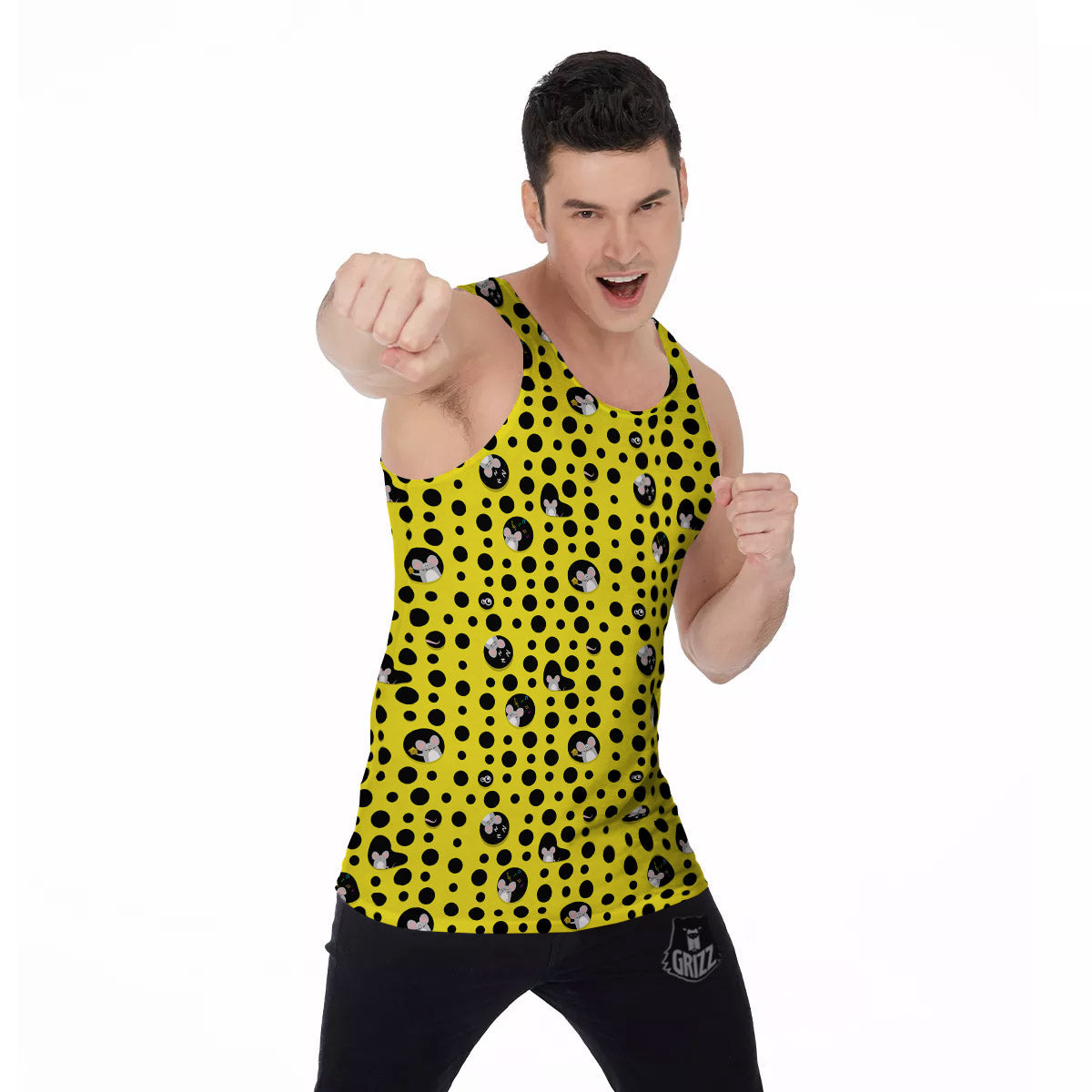 Cheese Cartoon Print Pattern Men's Tank Top-grizzshop
