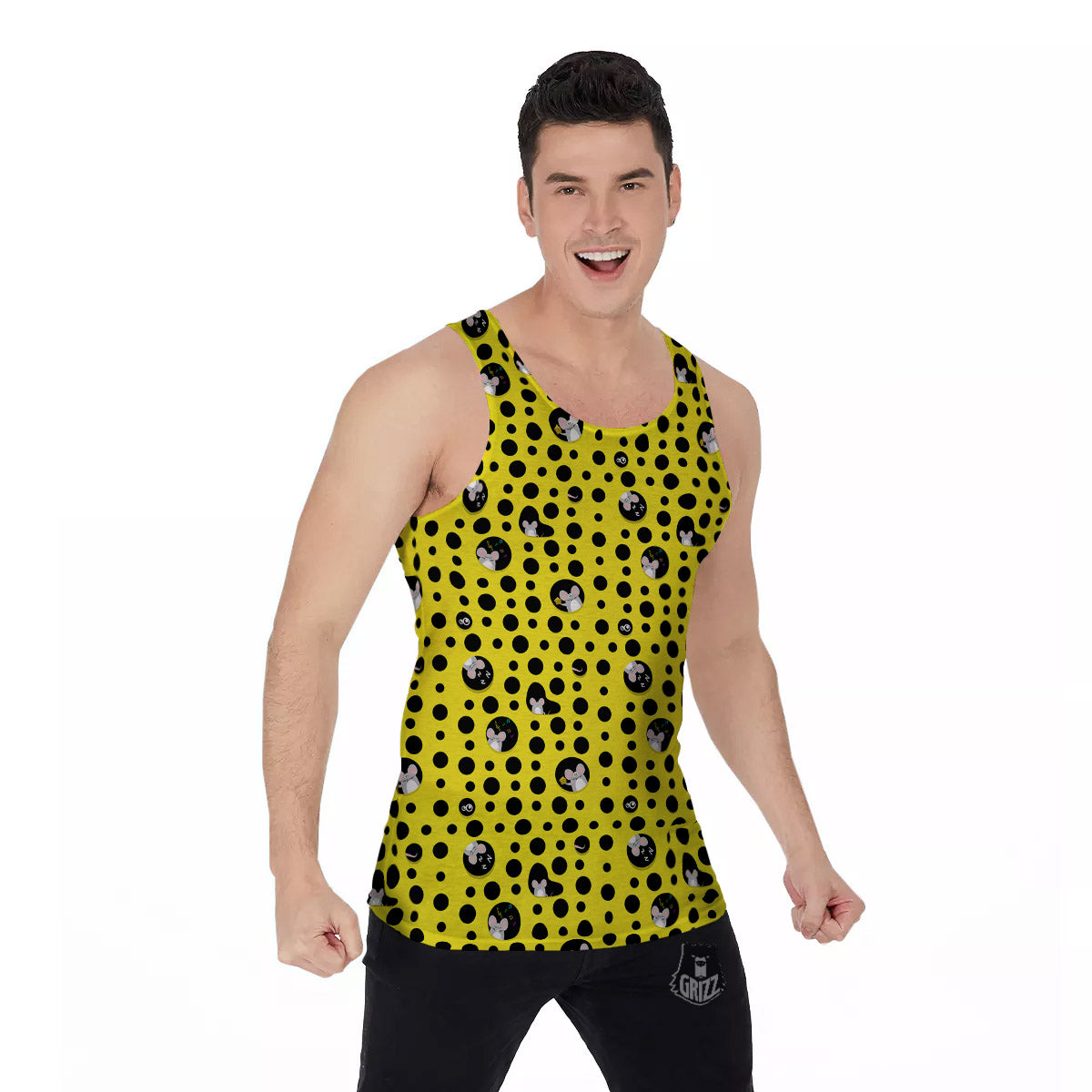 Cheese Cartoon Print Pattern Men's Tank Top-grizzshop