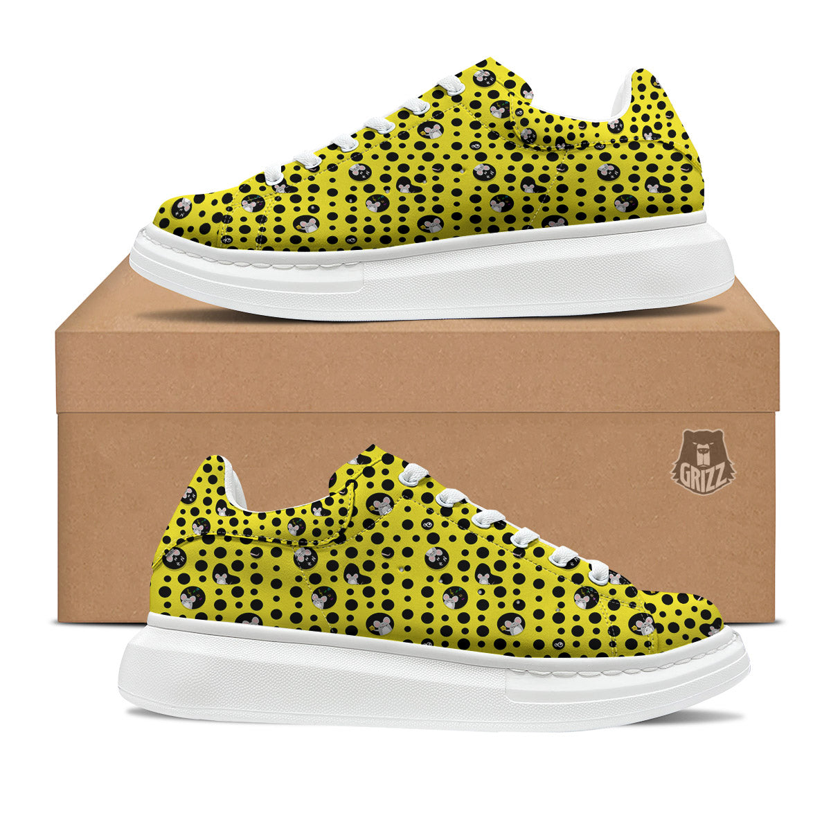 Cheese Cartoon Print Pattern Platform Shoes-grizzshop