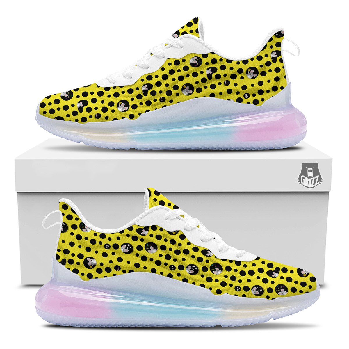 Cheese Cartoon Print Pattern Running Sneakers-grizzshop