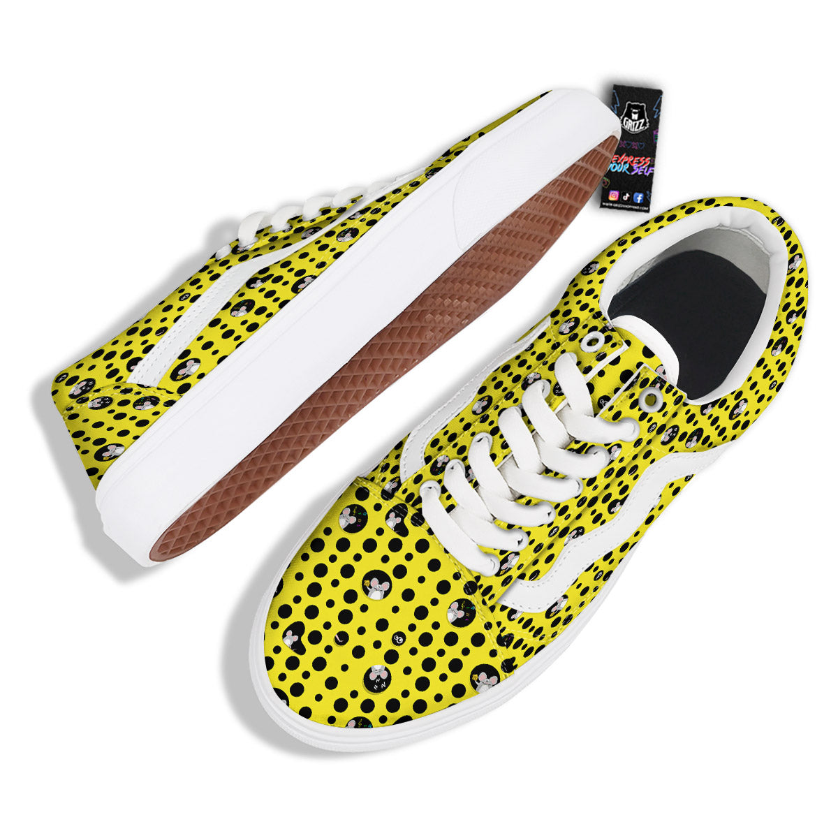 Cheese Cartoon Print Pattern Skate Shoes-grizzshop