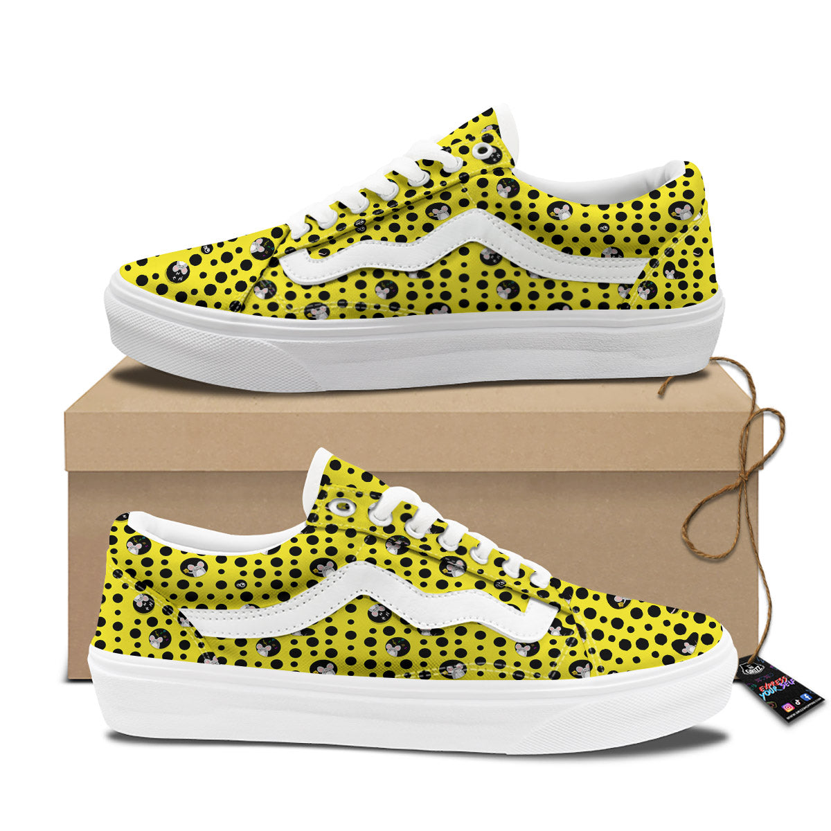 Cheese Cartoon Print Pattern Skate Shoes-grizzshop