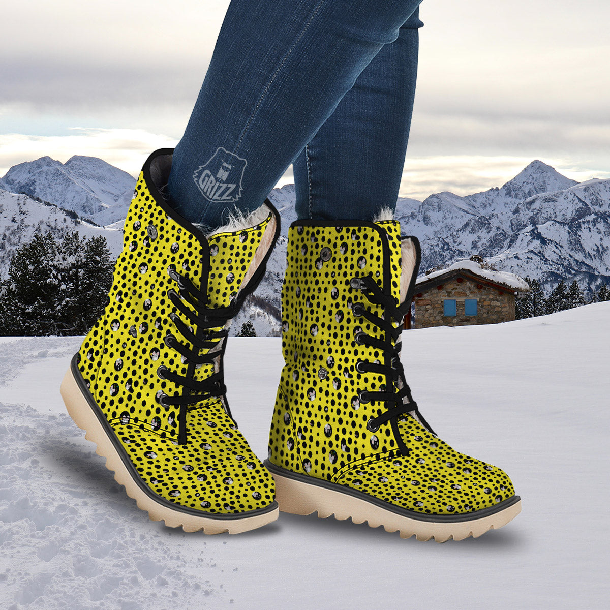 Cheese Cartoon Print Pattern Snow Boots-grizzshop