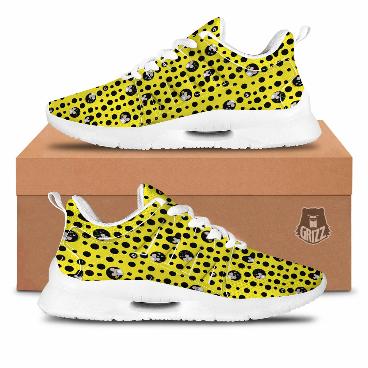 Cheese Cartoon Print Pattern Tennis Shoes-grizzshop