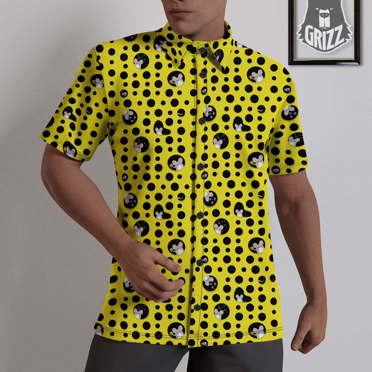 Cheese Cartoon Print Pattern Untucked Shirts-grizzshop