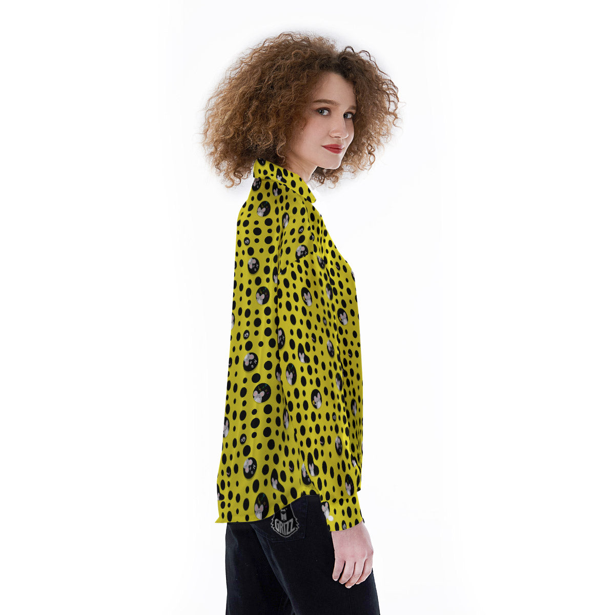 Cheese Cartoon Print Pattern Women's Long Sleeve Shirts-grizzshop