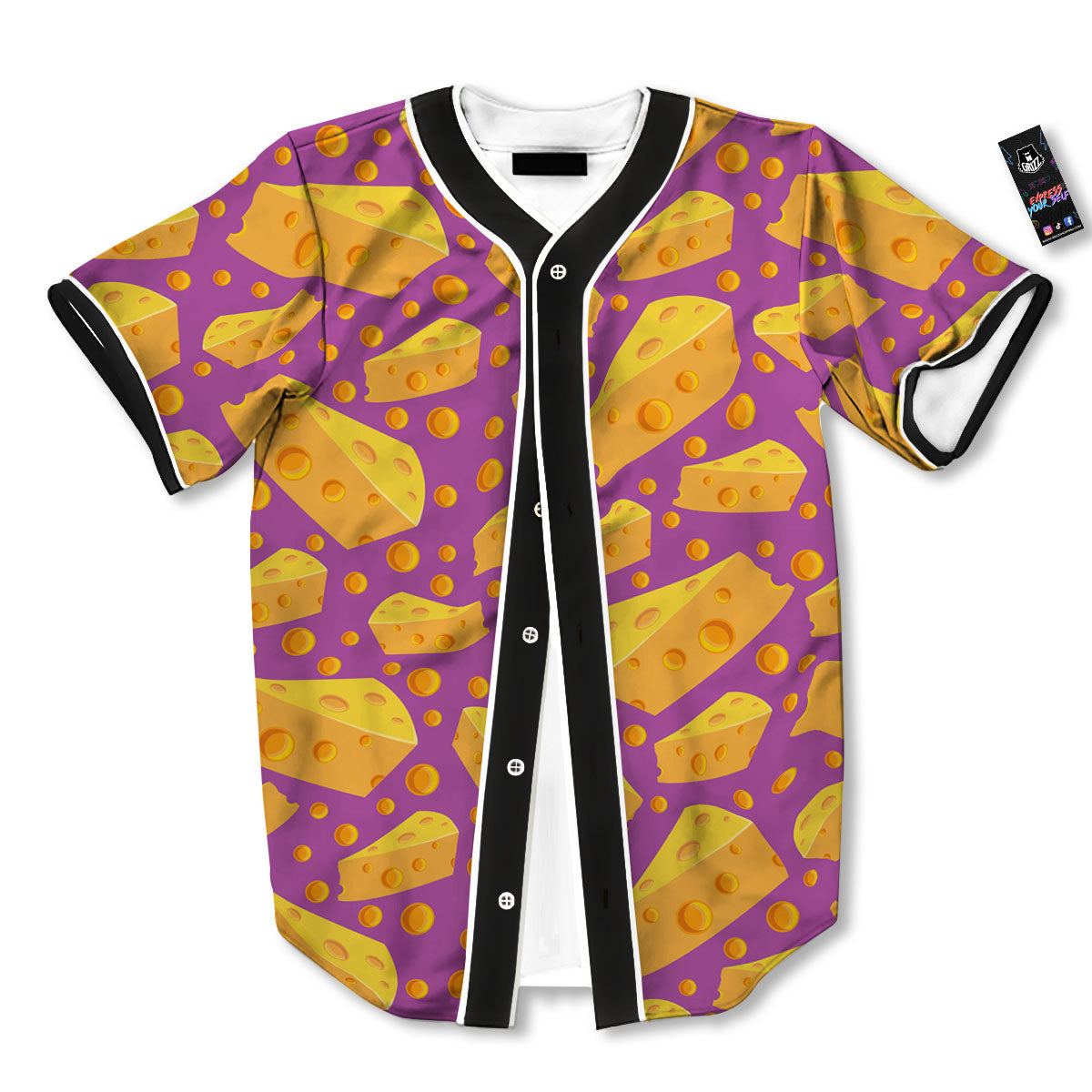 Cheese Holes And Purple Print Pattern Baseball Jersey-grizzshop