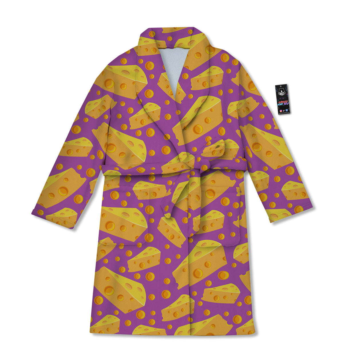 Cheese Holes And Purple Print Pattern Bathrobe-grizzshop