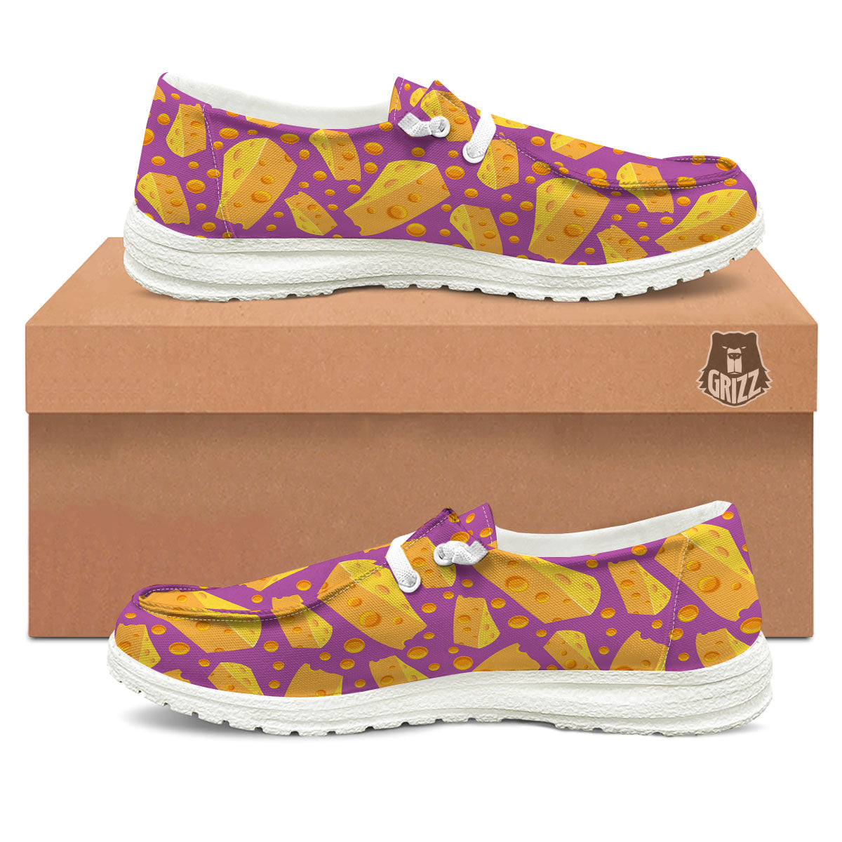 Cheese Holes And Purple Print Pattern Black Loafers-grizzshop