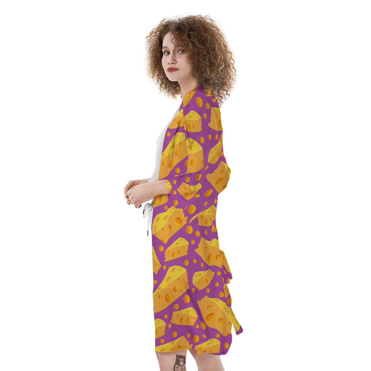 Cheese Holes And Purple Print Pattern Kimono-grizzshop