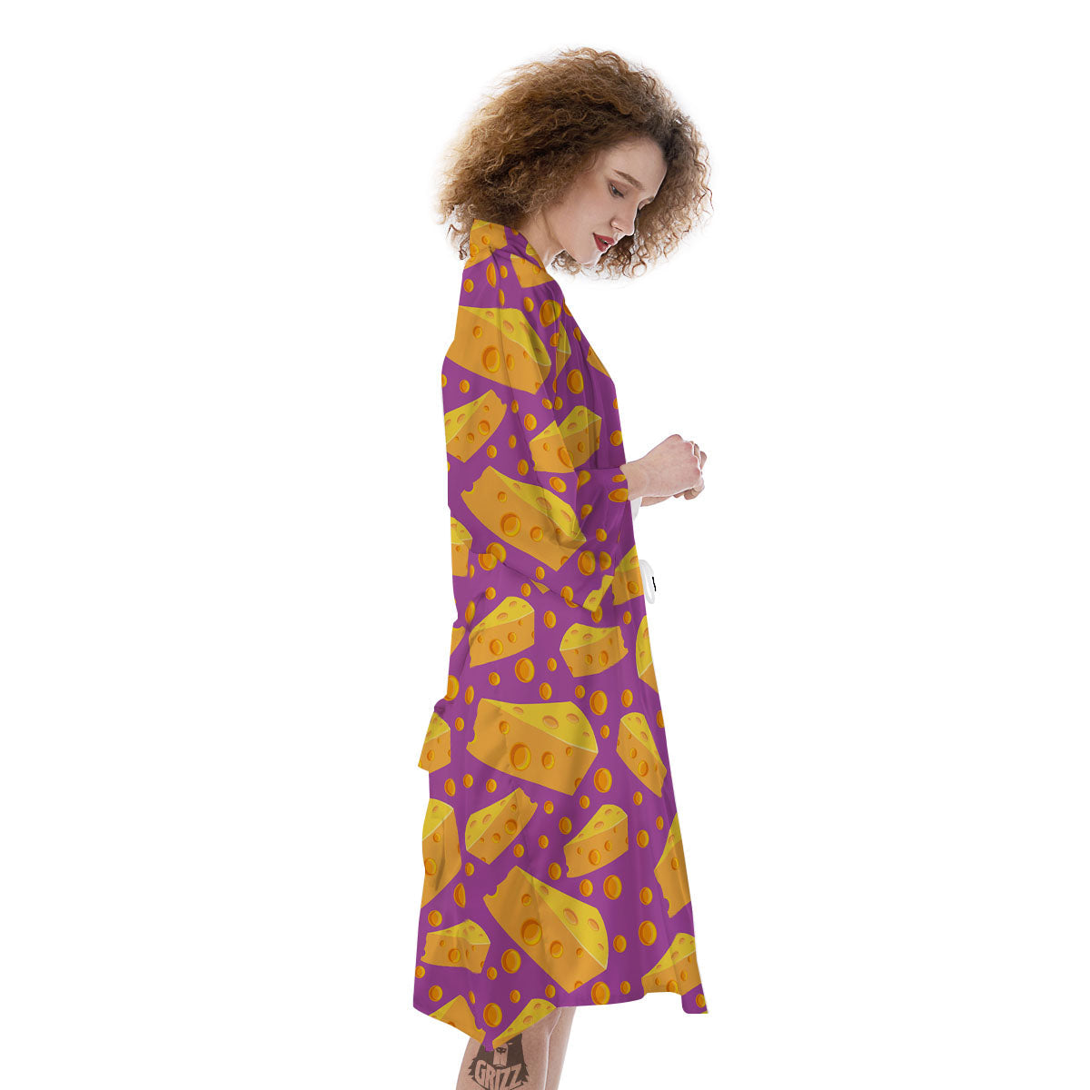 Cheese Holes And Purple Print Pattern Kimono-grizzshop