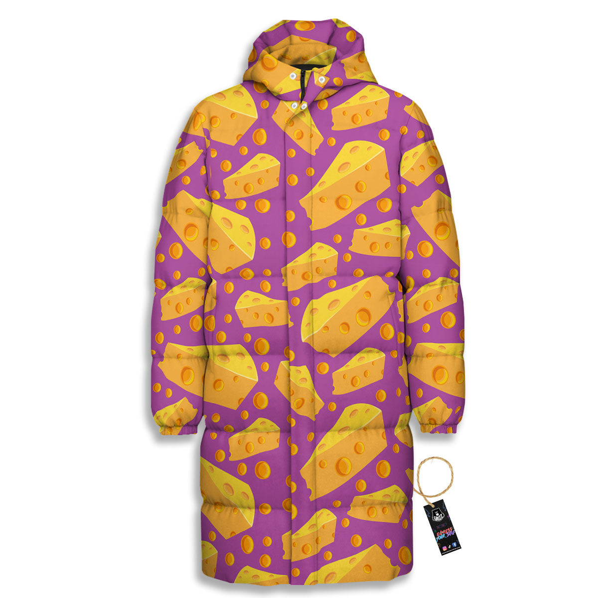 Cheese Holes And Purple Print Pattern Long Down Jacket-grizzshop