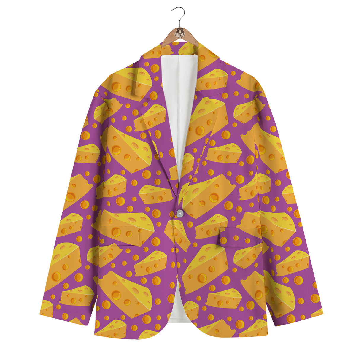 Cheese Holes And Purple Print Pattern Men's Blazer-grizzshop