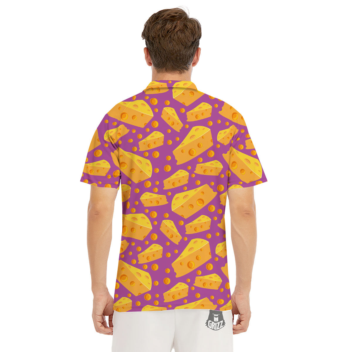 Cheese Holes And Purple Print Pattern Men's Golf Shirts-grizzshop