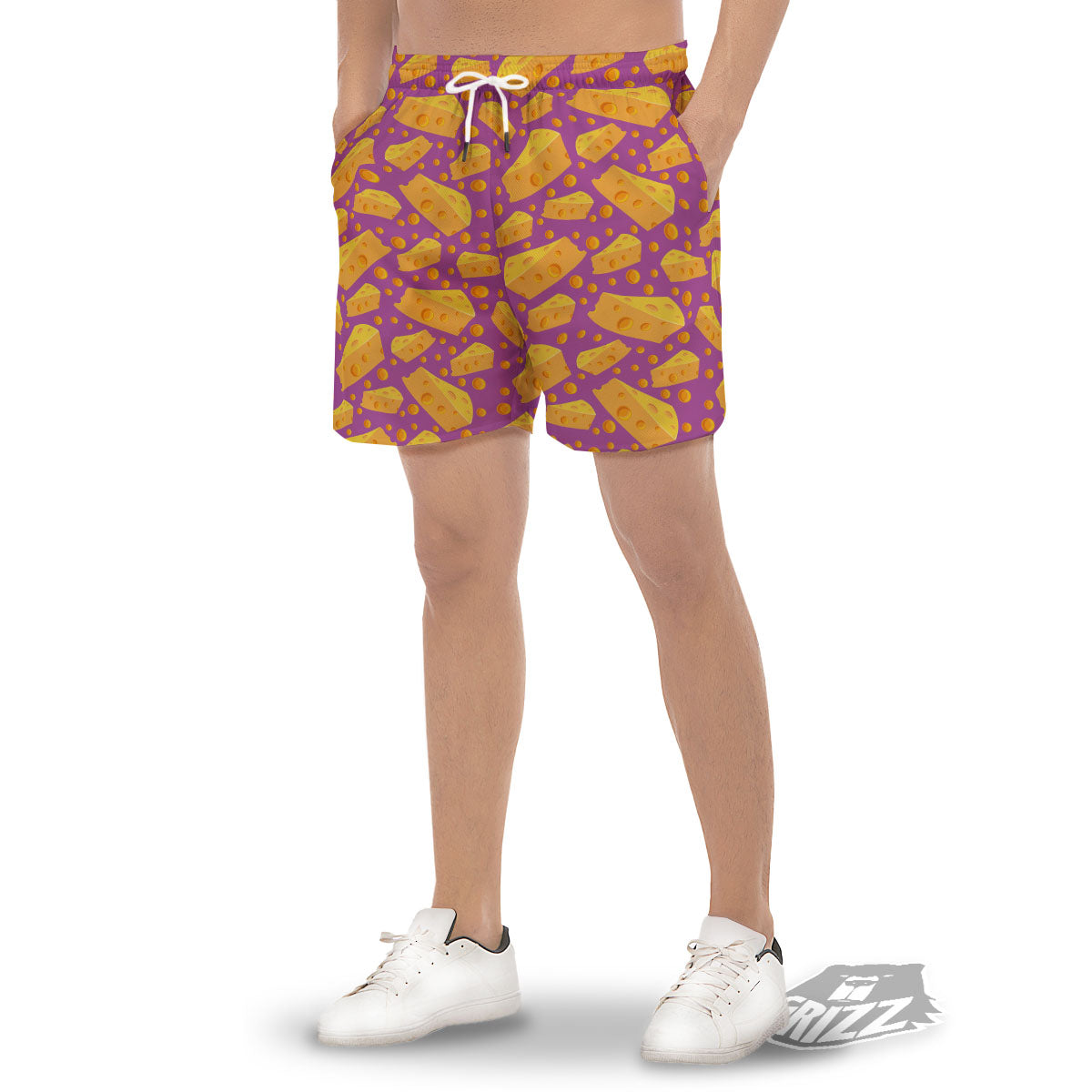 Cheese Holes And Purple Print Pattern Men's Gym Shorts-grizzshop
