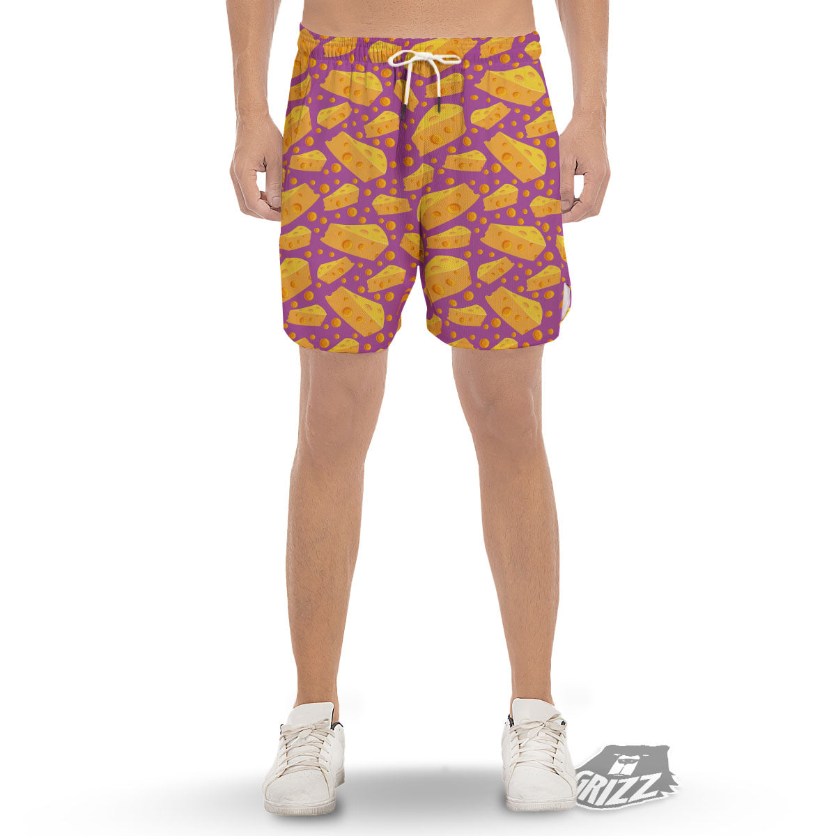 Cheese Holes And Purple Print Pattern Men's Gym Shorts-grizzshop