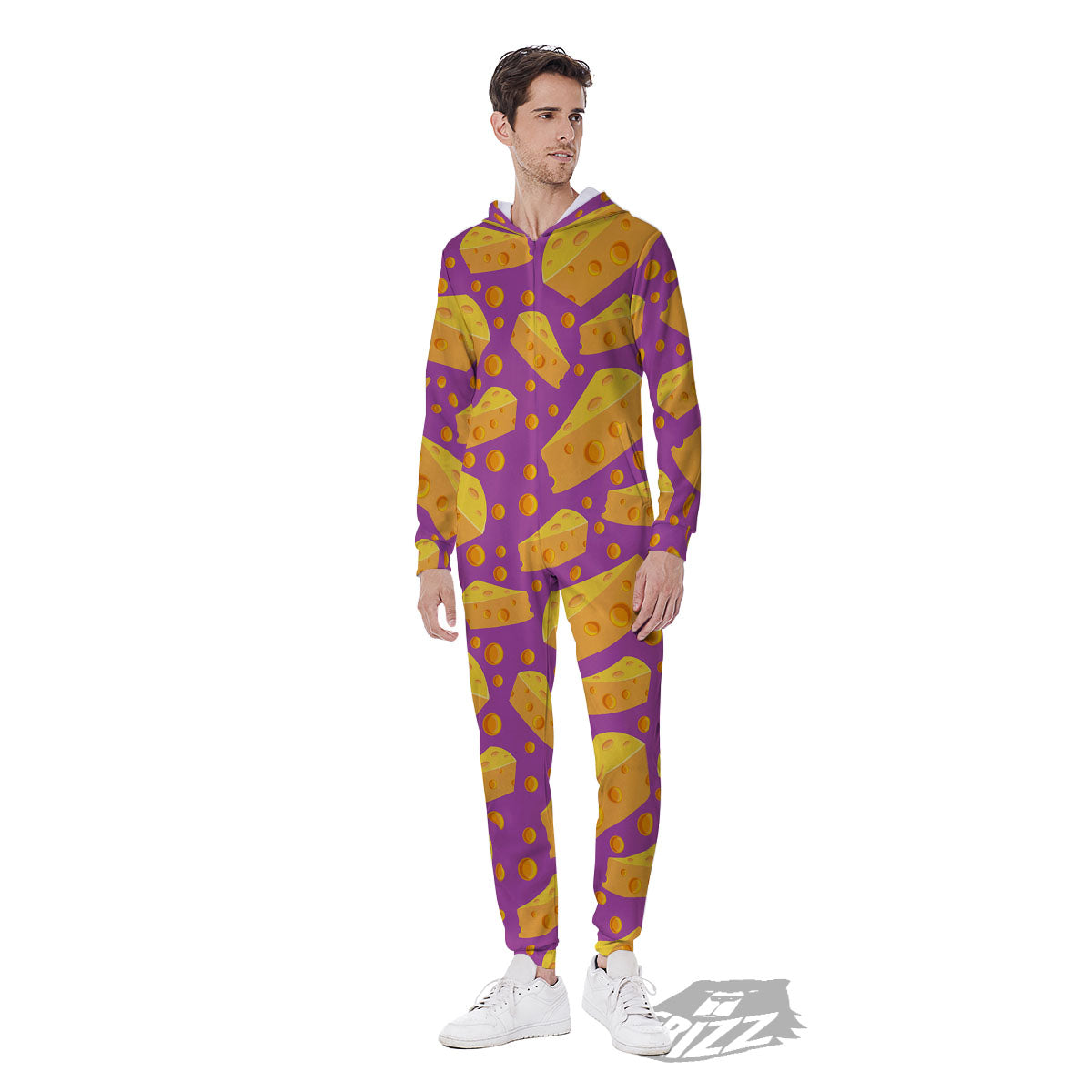 Cheese Holes And Purple Print Pattern Men's Jumpsuit-grizzshop