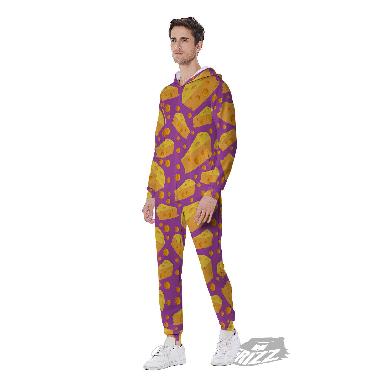 Cheese Holes And Purple Print Pattern Men's Jumpsuit-grizzshop