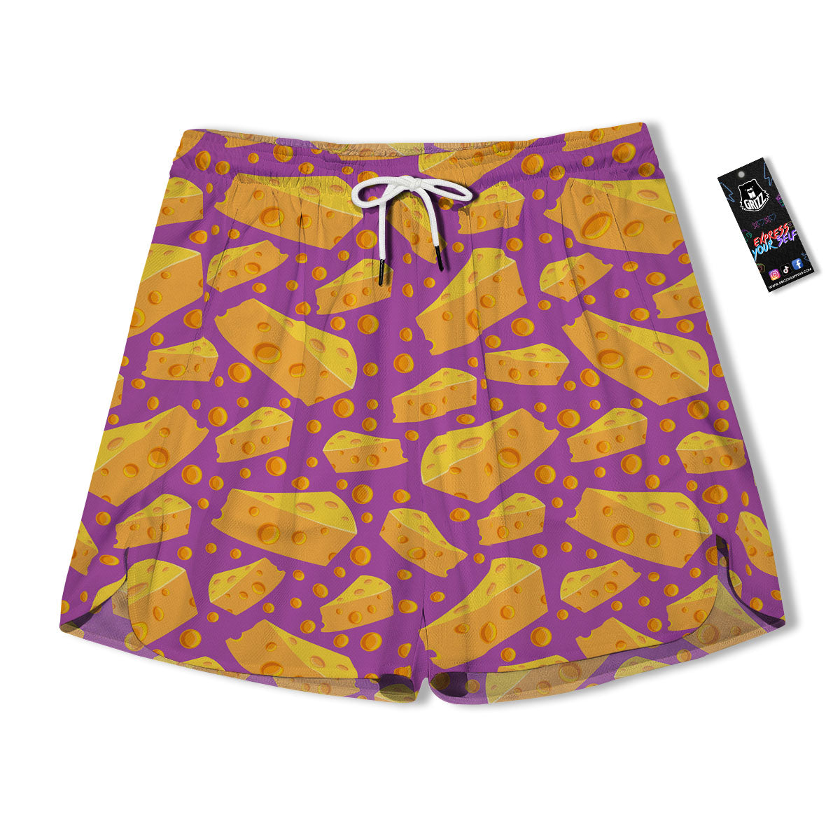 Cheese Holes And Purple Print Pattern Men's Running Shorts-grizzshop