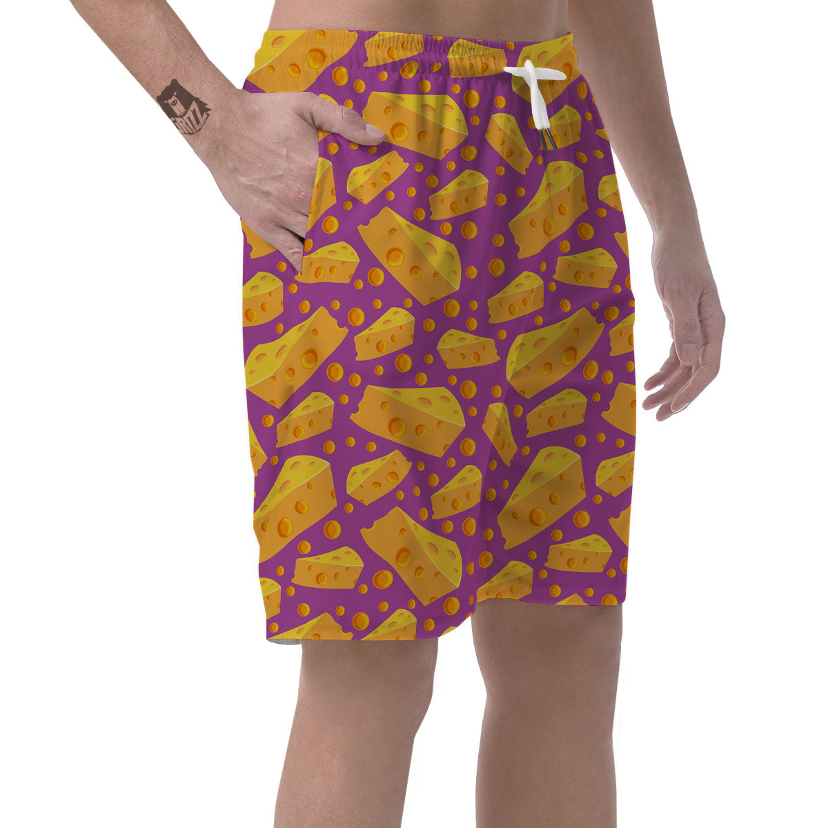 Cheese Holes And Purple Print Pattern Men's Shorts-grizzshop