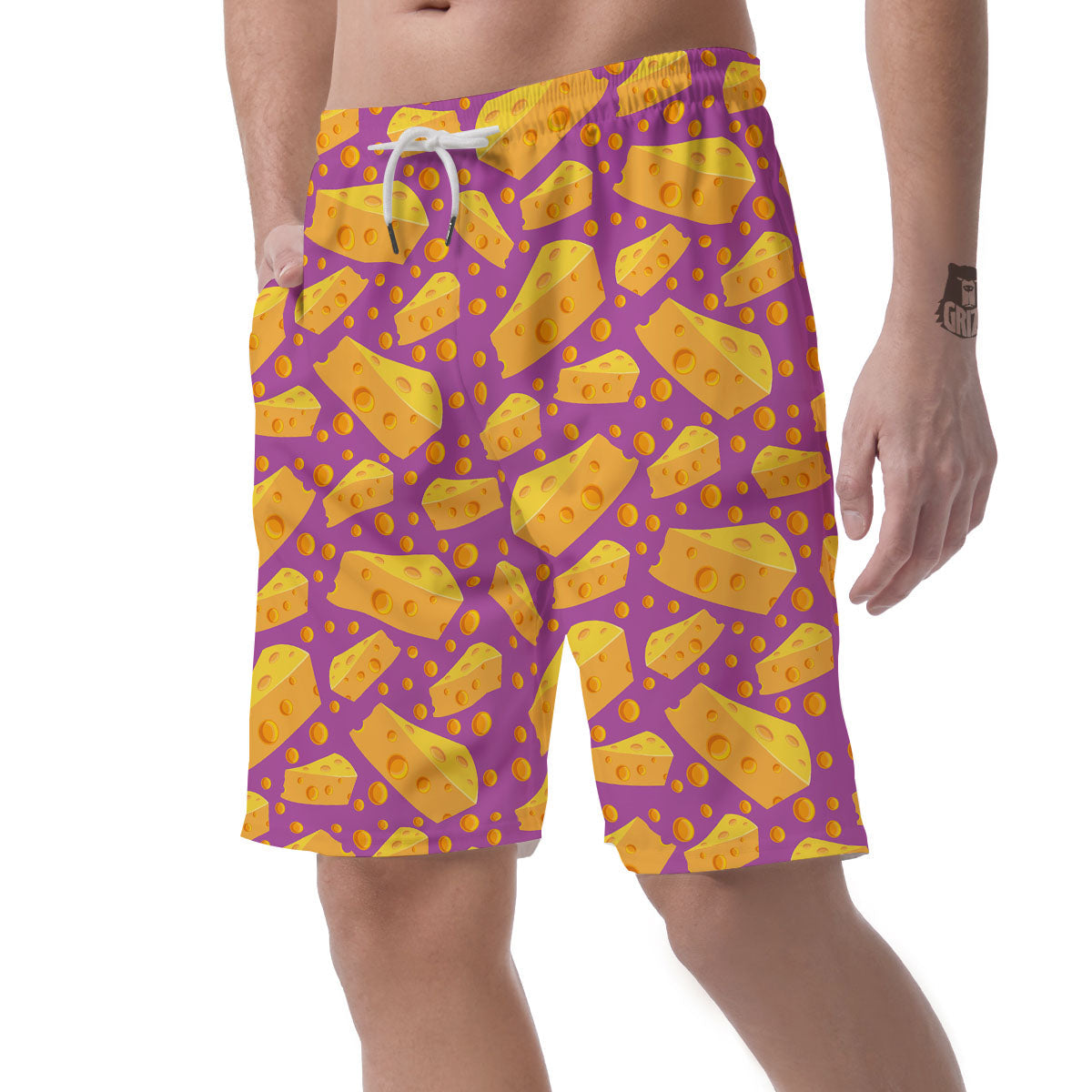 Cheese Holes And Purple Print Pattern Men's Shorts-grizzshop