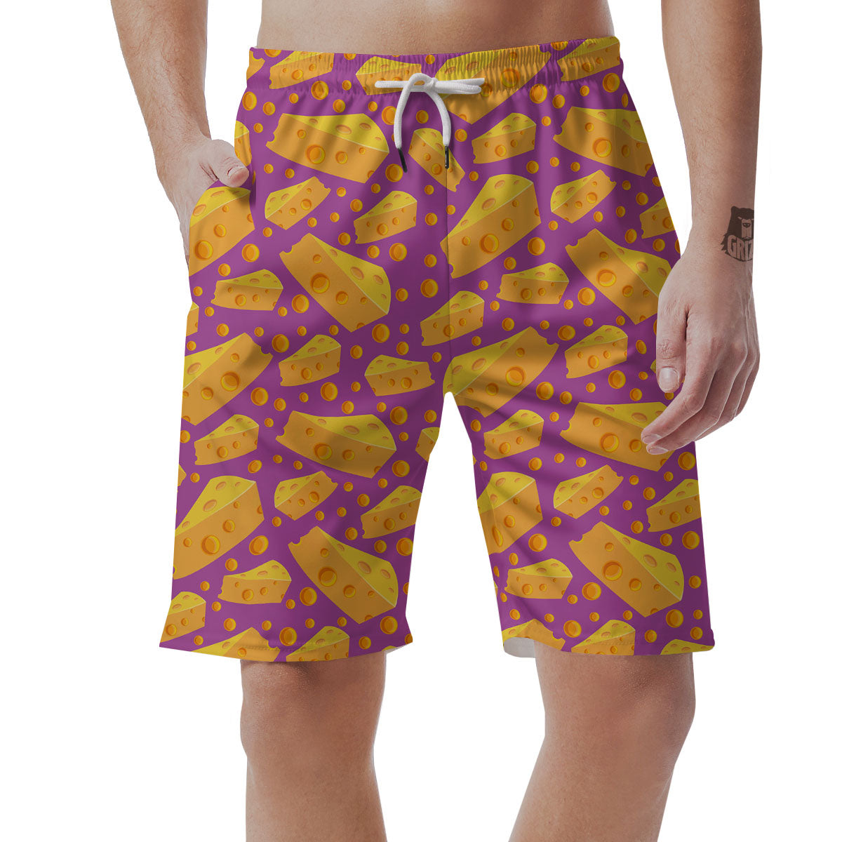 Cheese Holes And Purple Print Pattern Men's Shorts-grizzshop