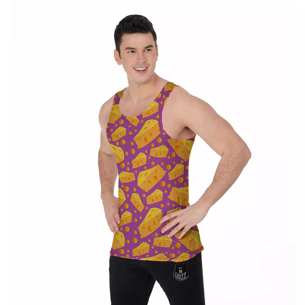 Cheese Holes And Purple Print Pattern Men's Tank Top-grizzshop