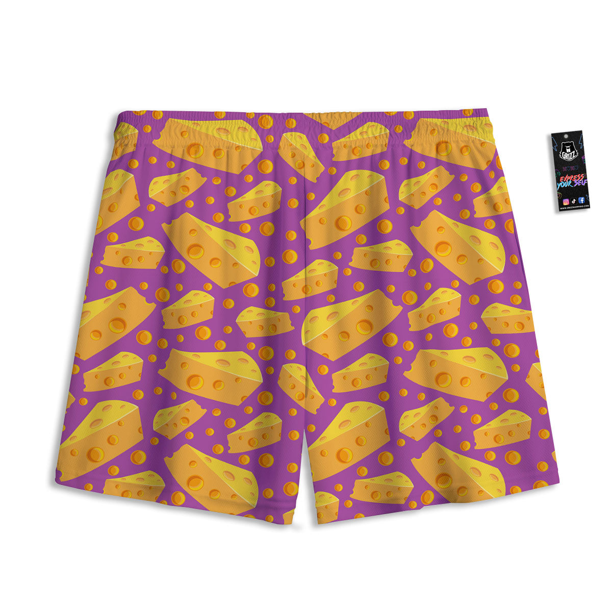Cheese Holes And Purple Print Pattern Mesh Shorts