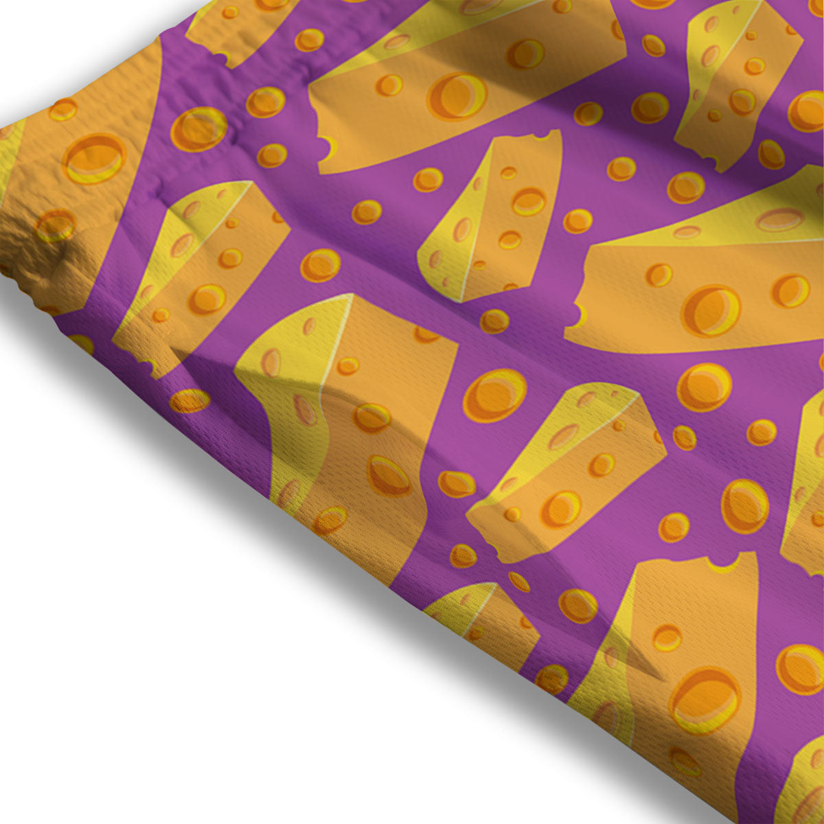 Cheese Holes And Purple Print Pattern Mesh Shorts