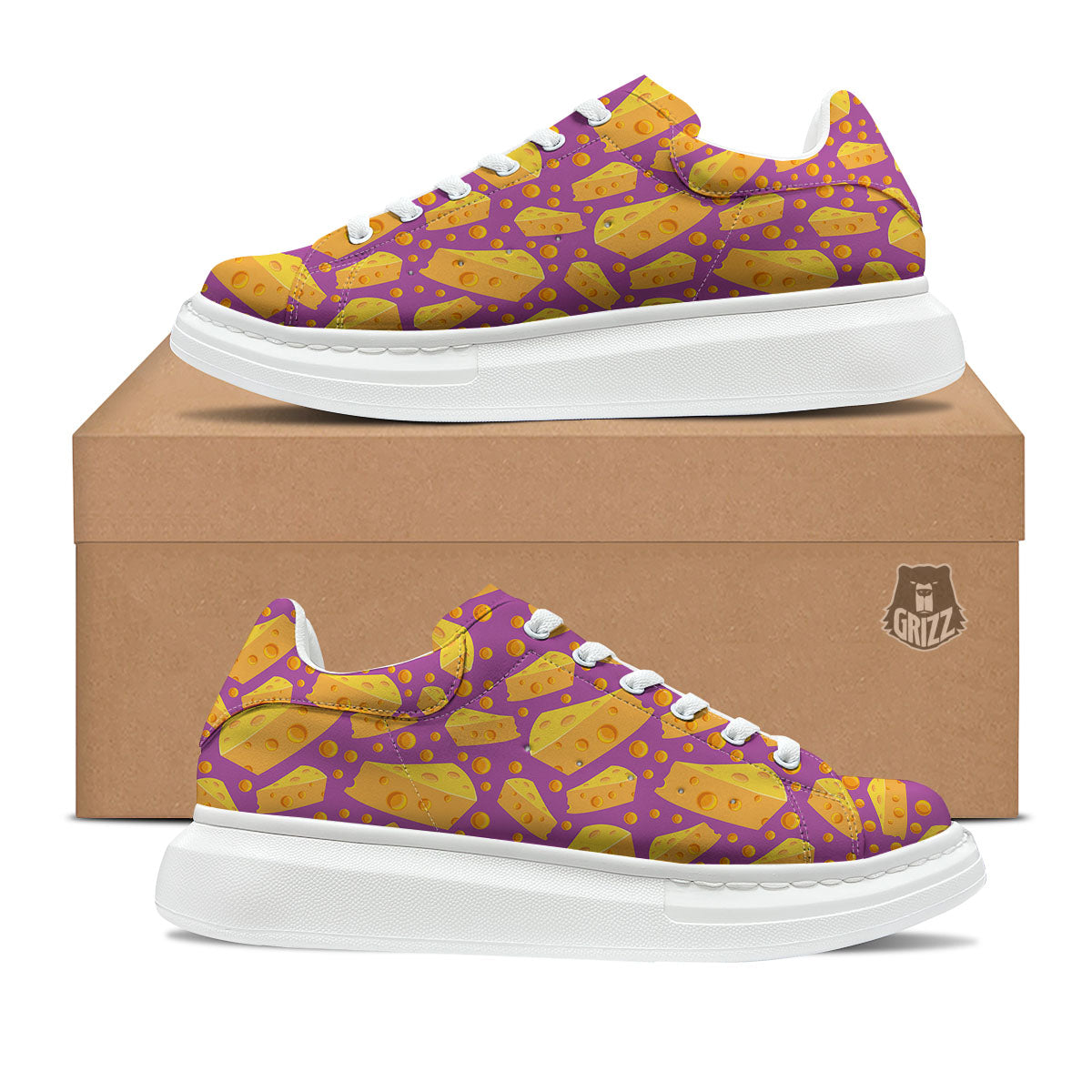 Cheese Holes And Purple Print Pattern Platform Shoes-grizzshop