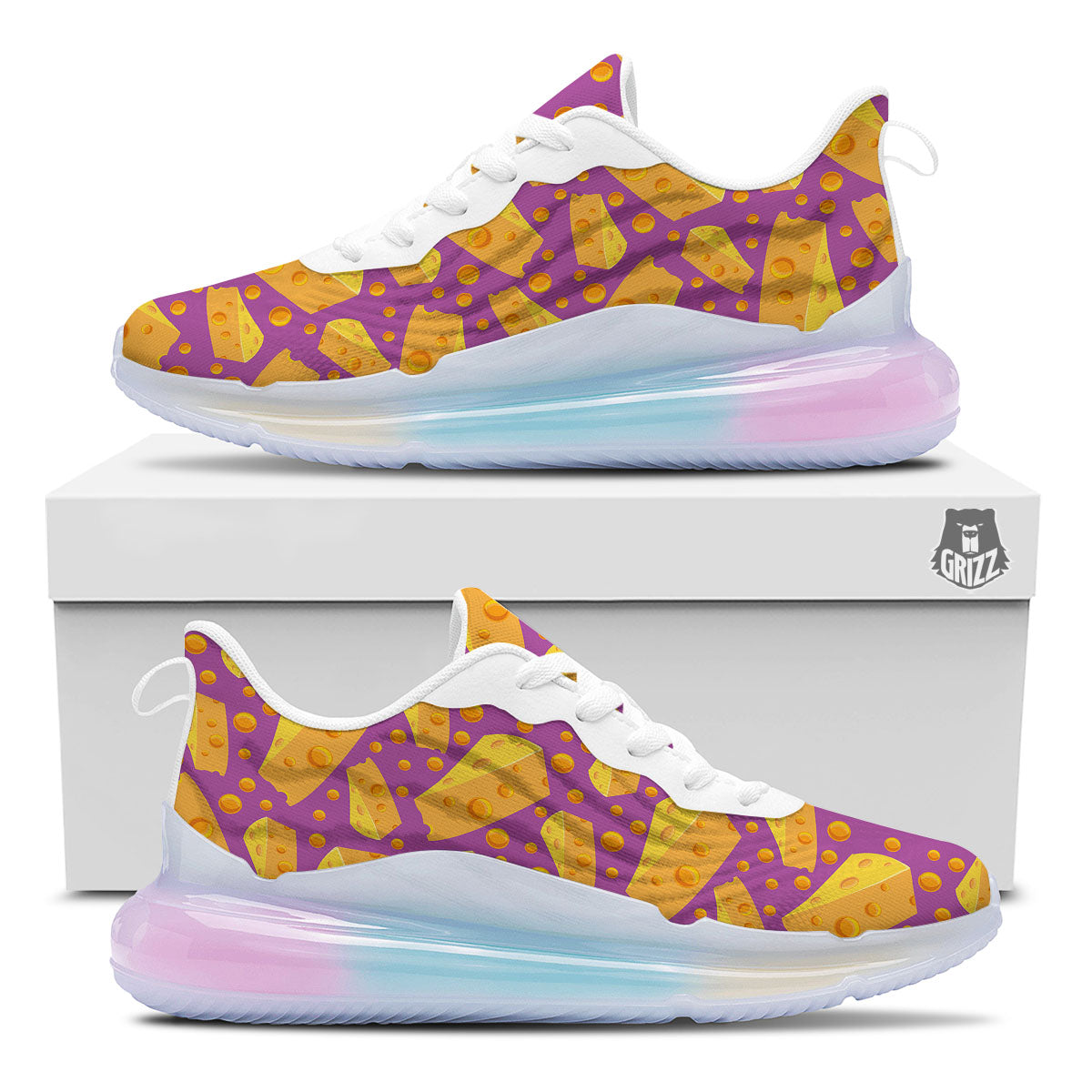 Cheese Holes And Purple Print Pattern Running Sneakers-grizzshop