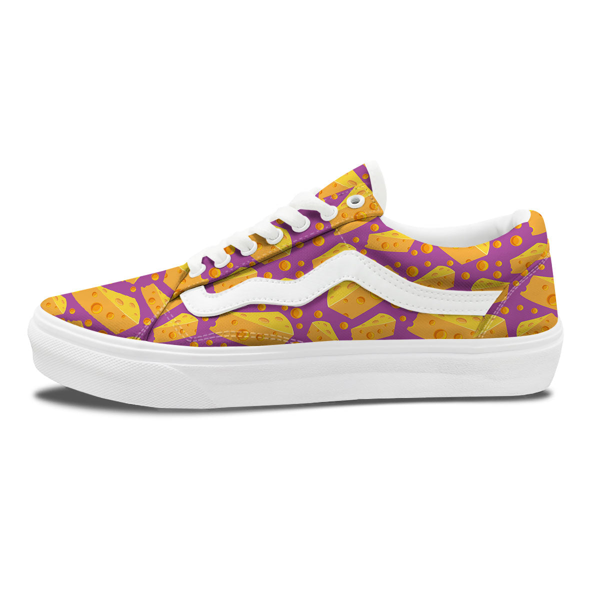 Cheese Holes And Purple Print Pattern Skate Shoes-grizzshop
