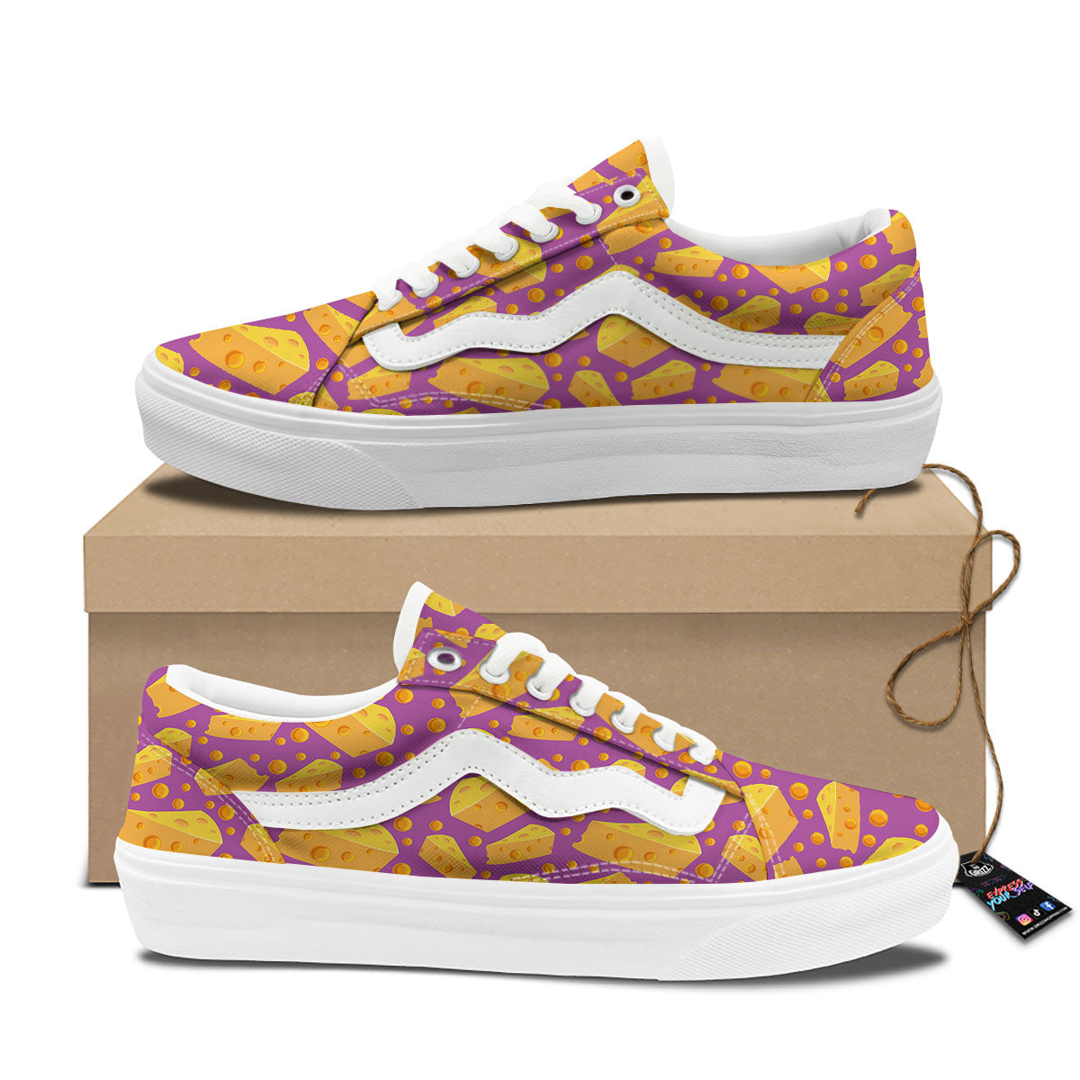 Cheese Holes And Purple Print Pattern Skate Shoes-grizzshop