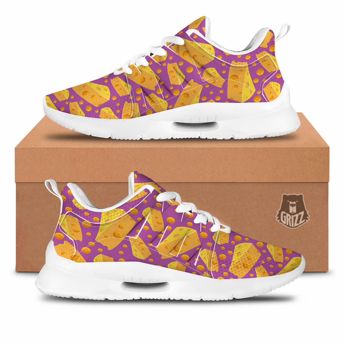 Cheese Holes And Purple Print Pattern Tennis Shoes-grizzshop
