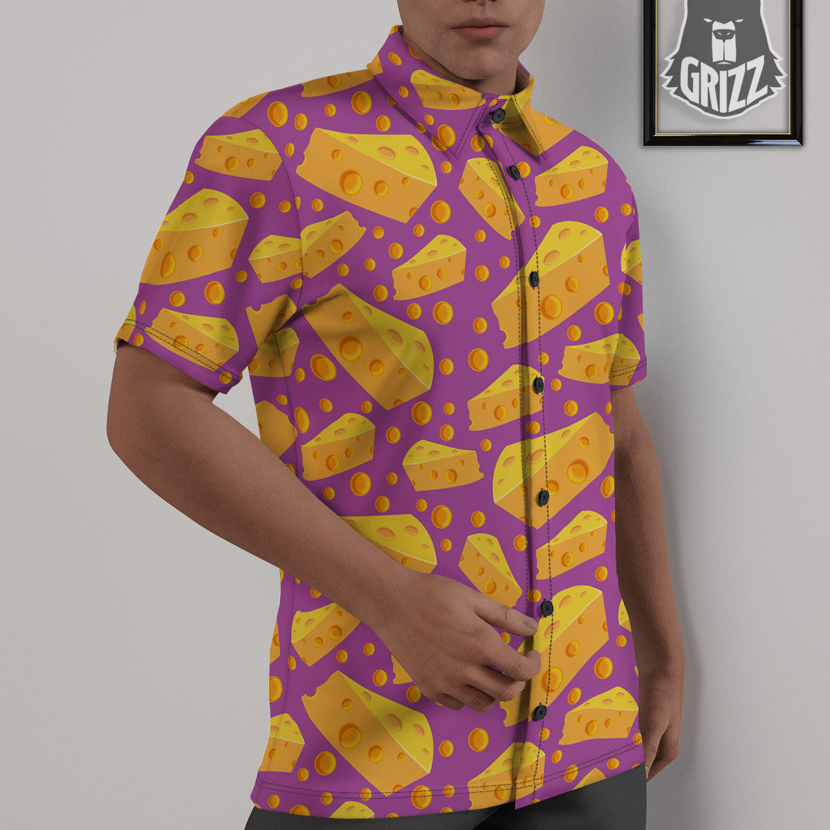 Cheese Holes And Purple Print Pattern Untucked Shirts-grizzshop