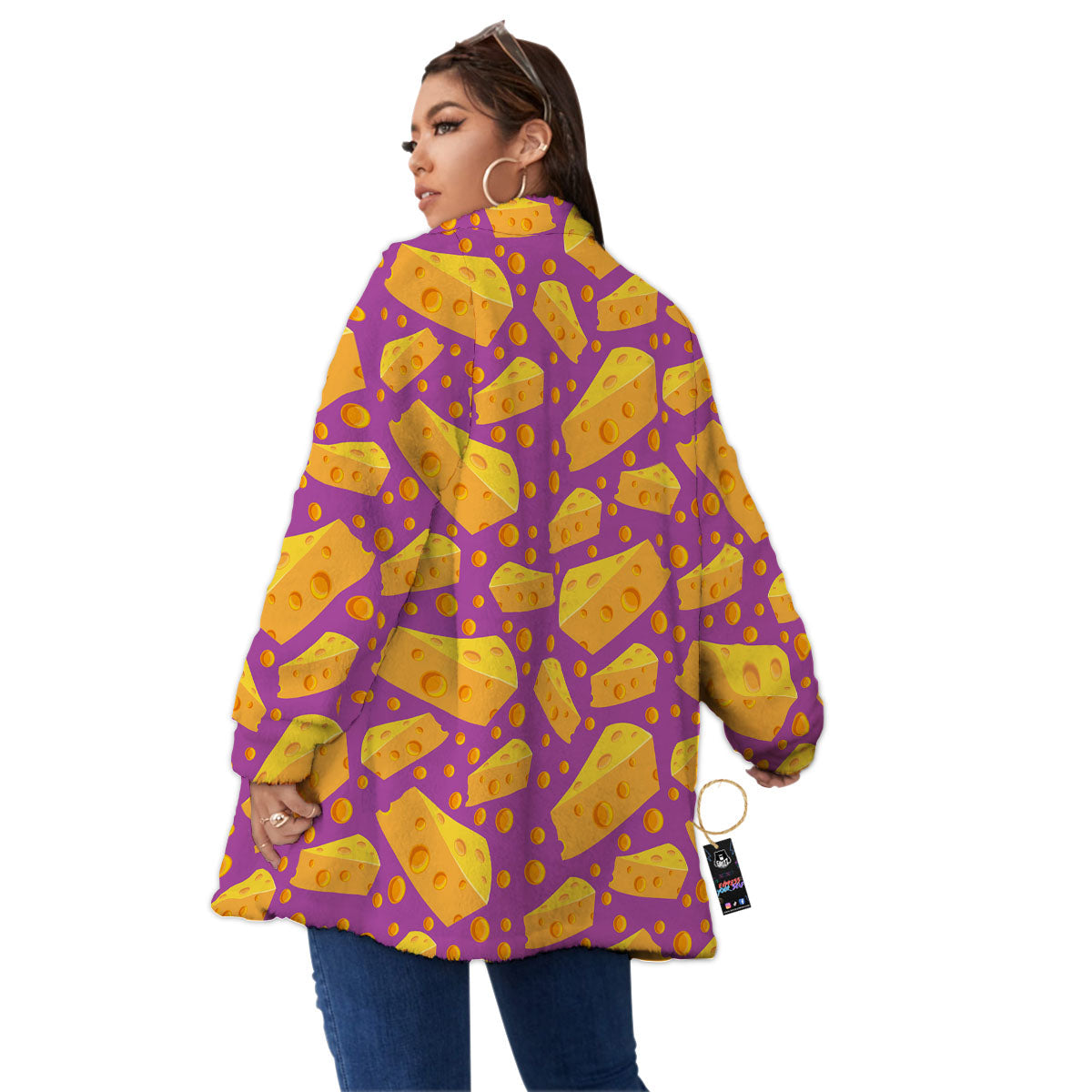 Cheese Holes And Purple Print Pattern Women's Sherpa Jacket-grizzshop