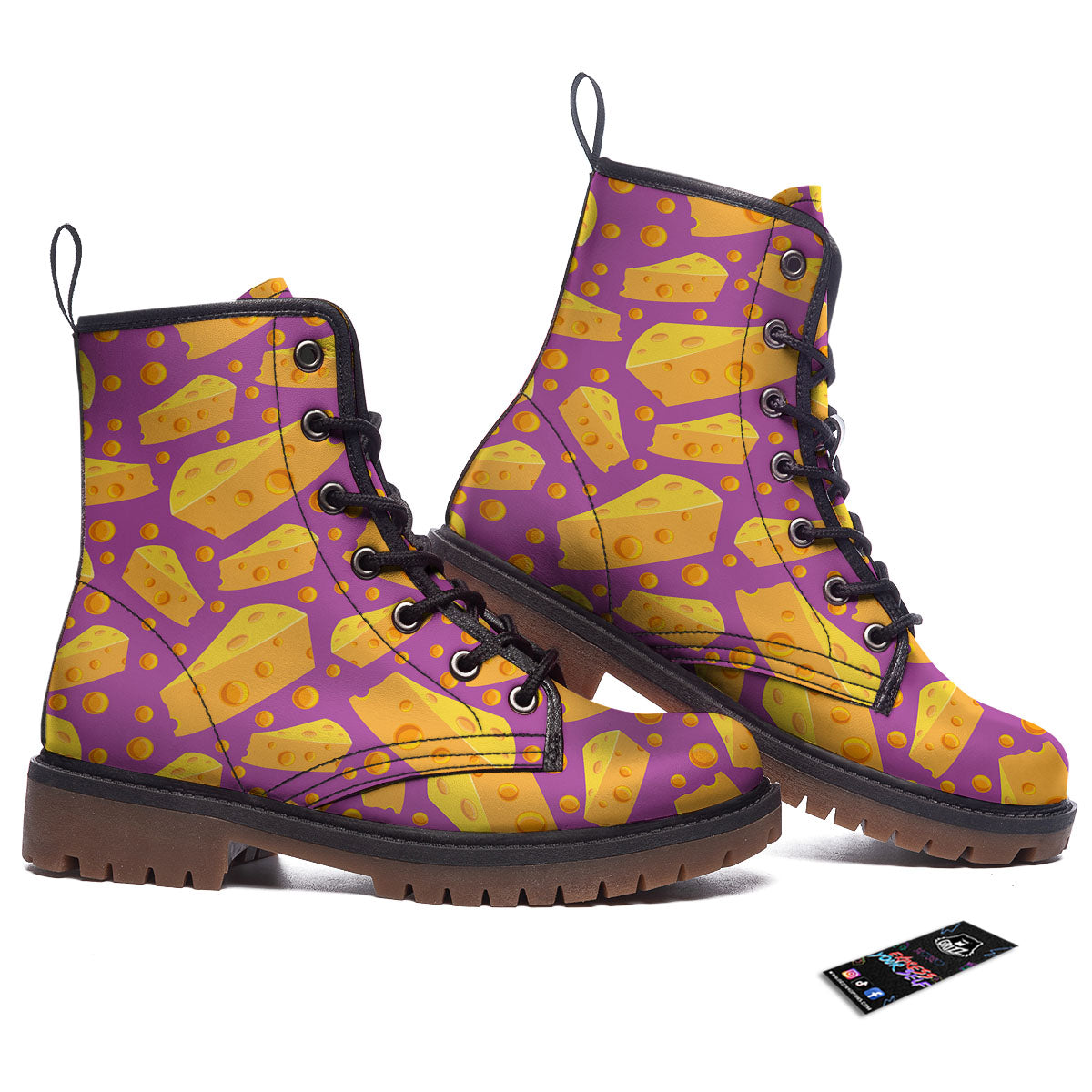 Cheese Holes And Purple Print Pattern Work Boots-grizzshop