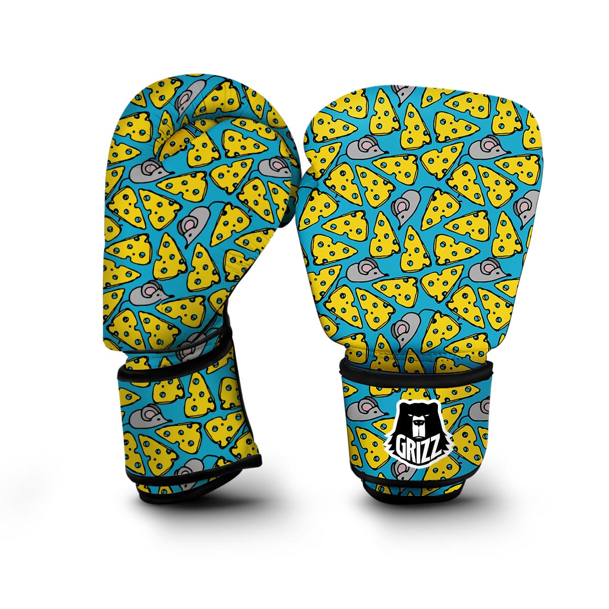 Cheese Mouse Pattern Print Boxing Gloves-grizzshop