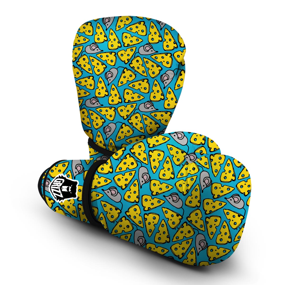 Cheese Mouse Pattern Print Boxing Gloves-grizzshop