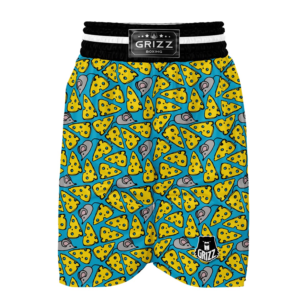 Cheese Mouse Pattern Print Boxing Shorts-grizzshop