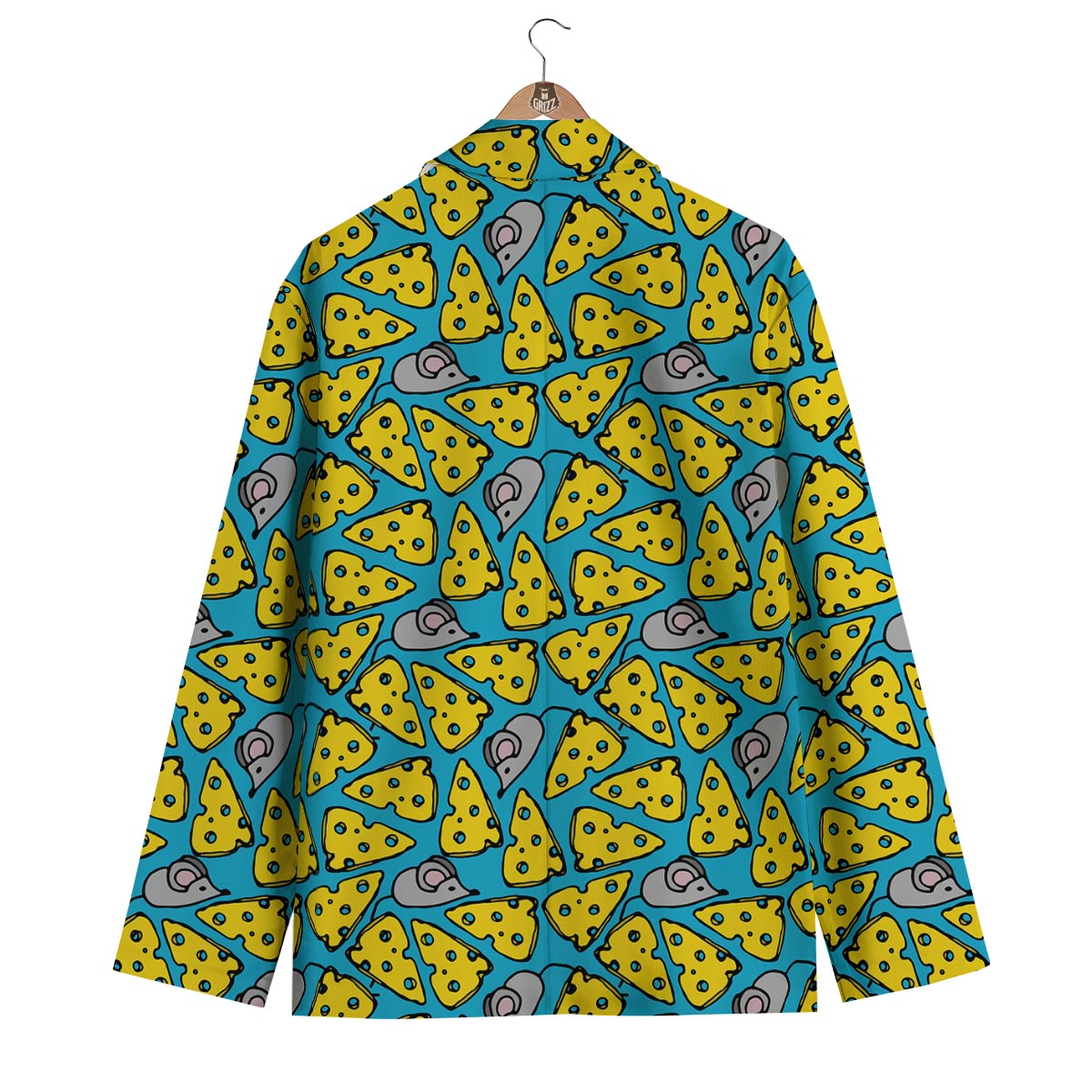 Cheese Mouse Pattern Print Men's Blazer-grizzshop