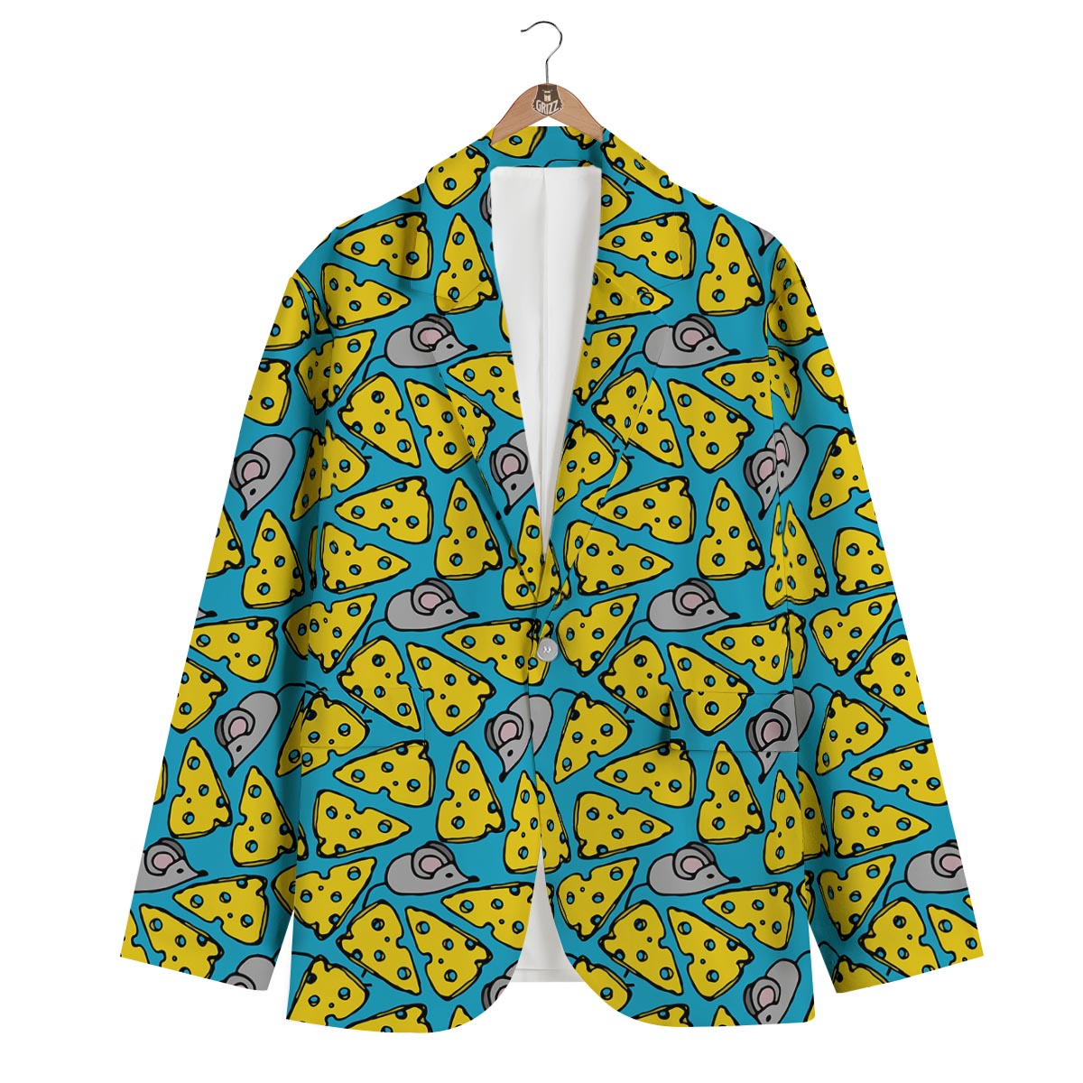 Cheese Mouse Pattern Print Men's Blazer-grizzshop