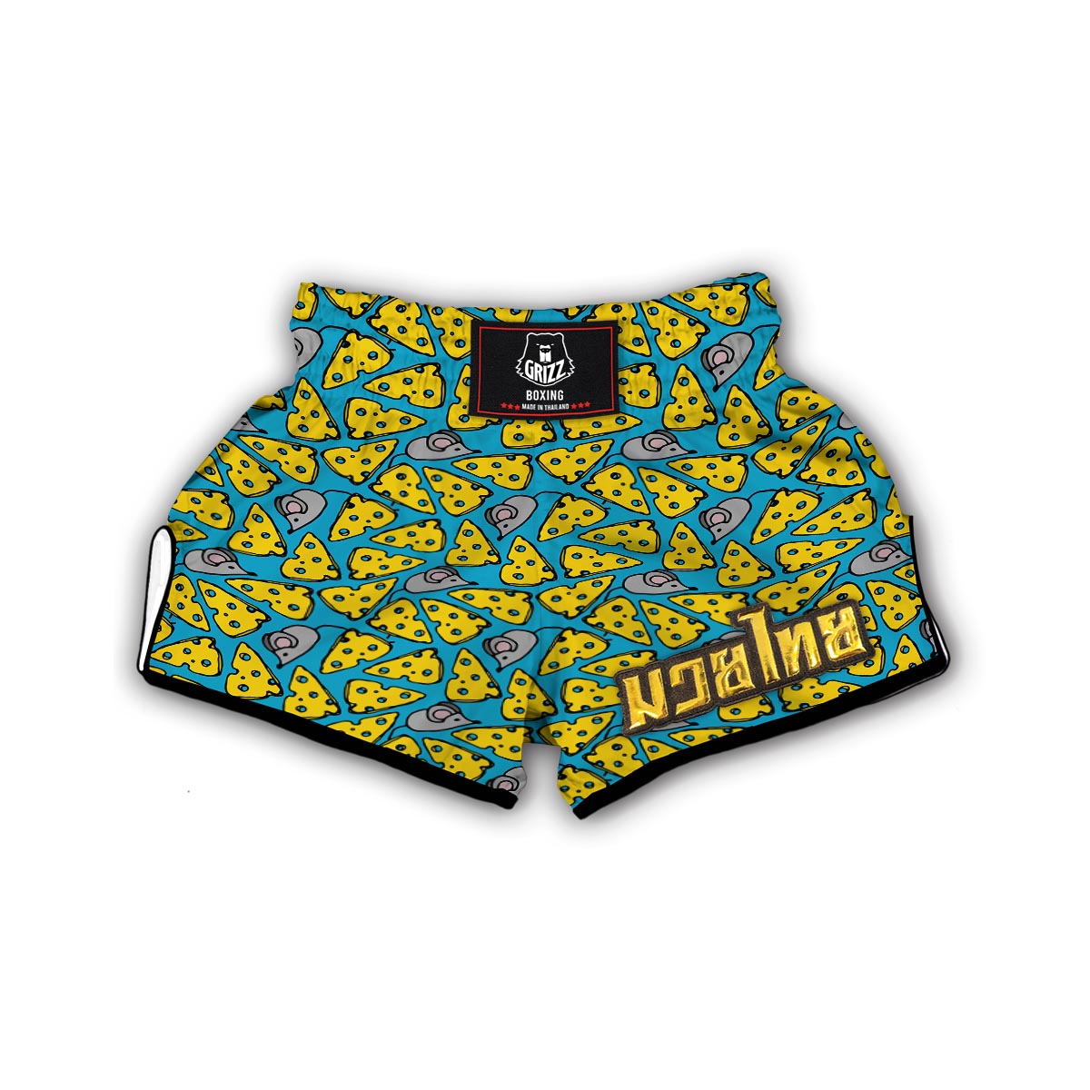 Cheese Mouse Pattern Print Muay Thai Boxing Shorts-grizzshop