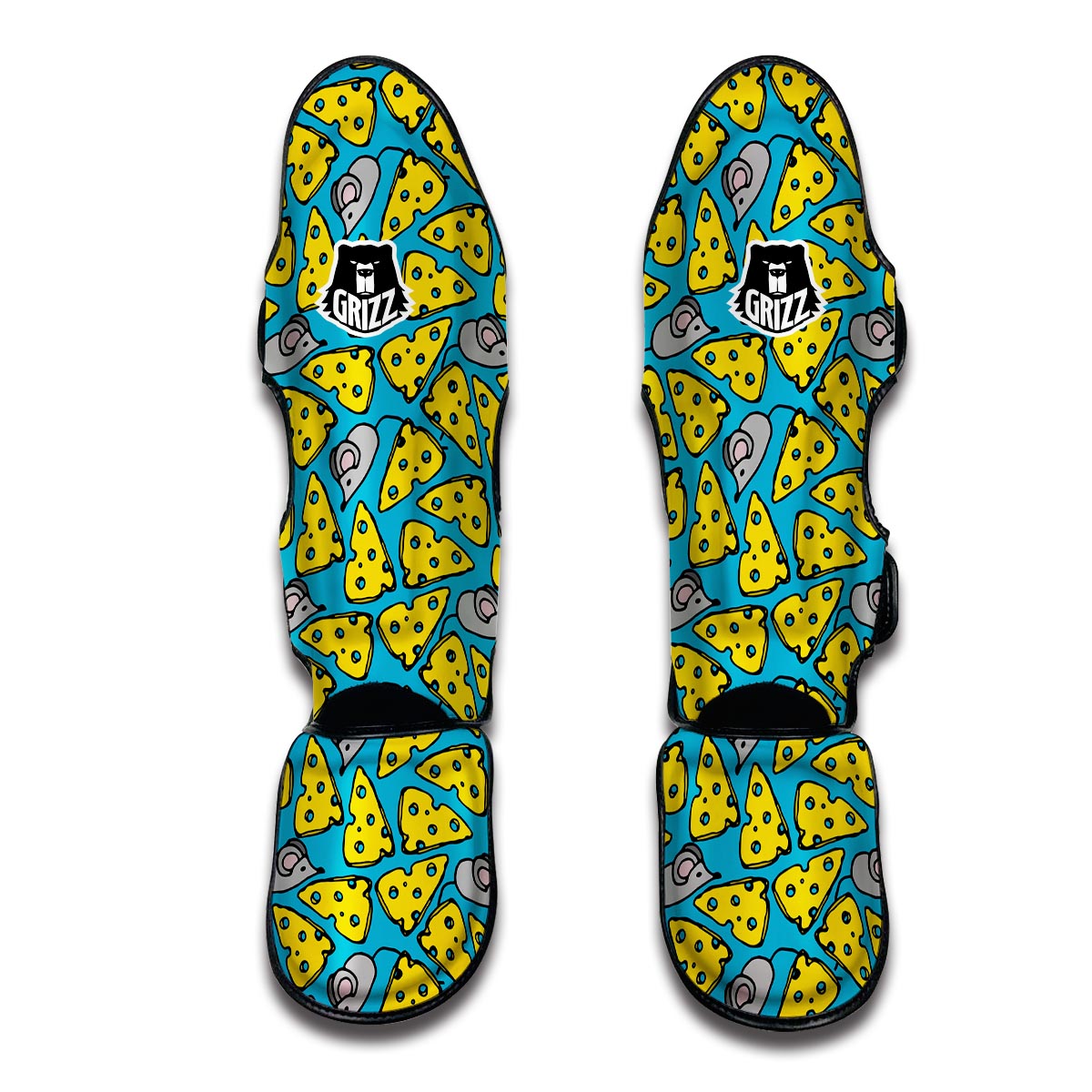 Cheese Mouse Pattern Print Muay Thai Shin Guards-grizzshop