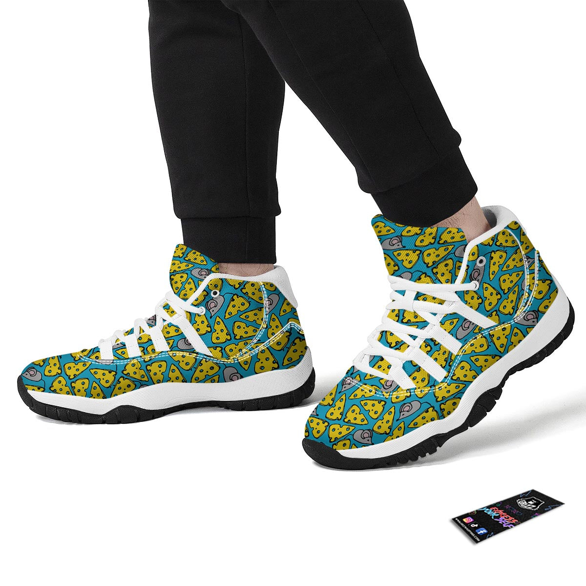 Cheese Mouse Pattern Print White Bball Shoes-grizzshop